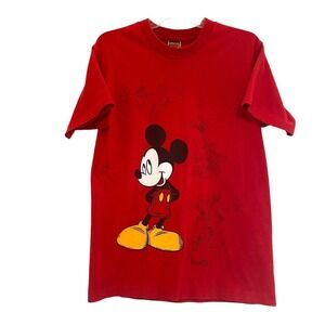 Disney VTG Mickey Mouse Shirt Red‎ Jerry Leigh Single Stitch Tee USA READ Medium